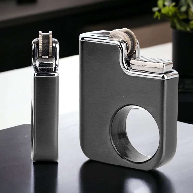 Creative Ring Buckle Grinding Wheel Lighter, Butane Torch Soft Flame,