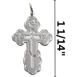 Needzo Enameled Sterling Silver Pysanka Egg and Three Bar Cross Pendant on Chain 18 In