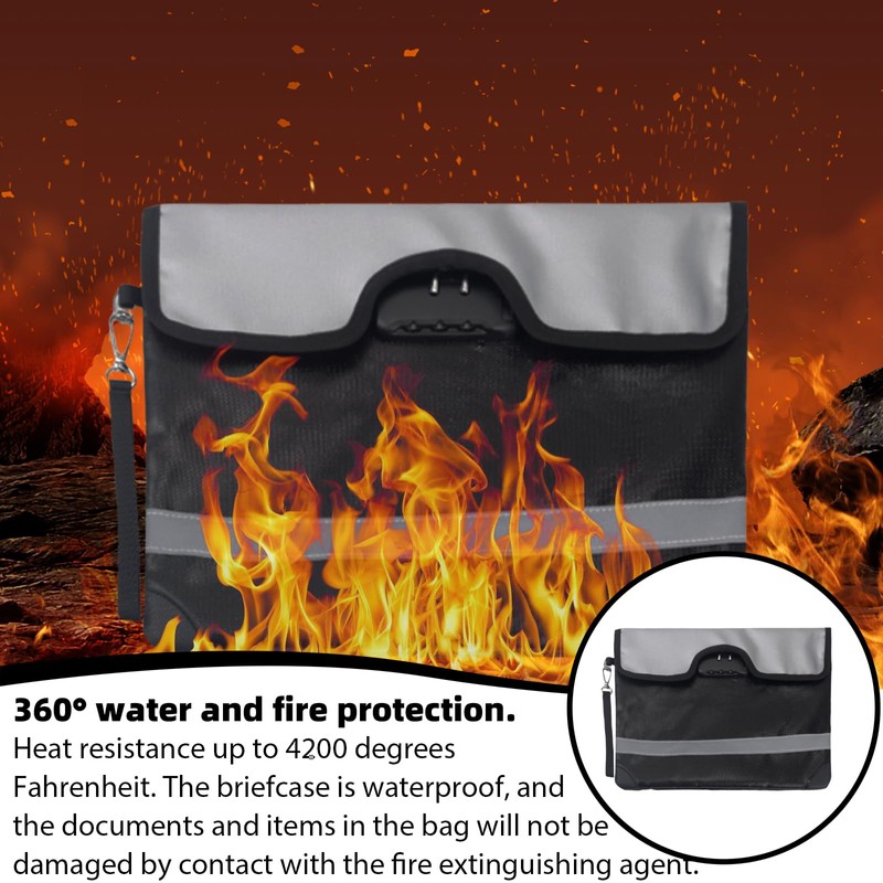Asfrode Fireproof Bag, 34 x 25 cm Document Bag with