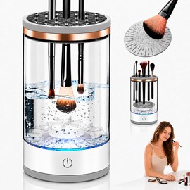 Limpiador de Brochas de Maquillaje, Impiador de Brochas de Cosméticos, 7000 RPM, Limpieza Ultrasónica Profunda, Almacenamiento a Prueba de Polvo, Carga USB, Apto para Todo Tipo de Brochas de Maquillaje