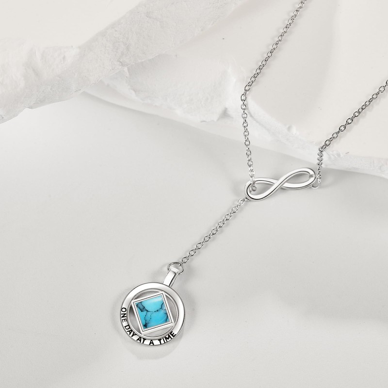 YAFEINI Sobriety Gift 925 Sterling Silver Narcotics Anonymous Necklace NA