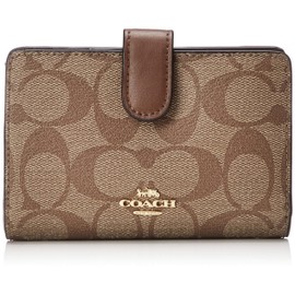 Coach F23553 Signature PVC Leather Wallet, Saddle