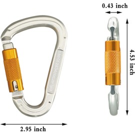 Climbing Carabiners Locking Carabiner Clip Auto-Lock Aluminum Carabiners Heavy Duty with Screwgate for Climbing, Rappelling, Hammocks, Mountaineer, Water Bottle (25KN)