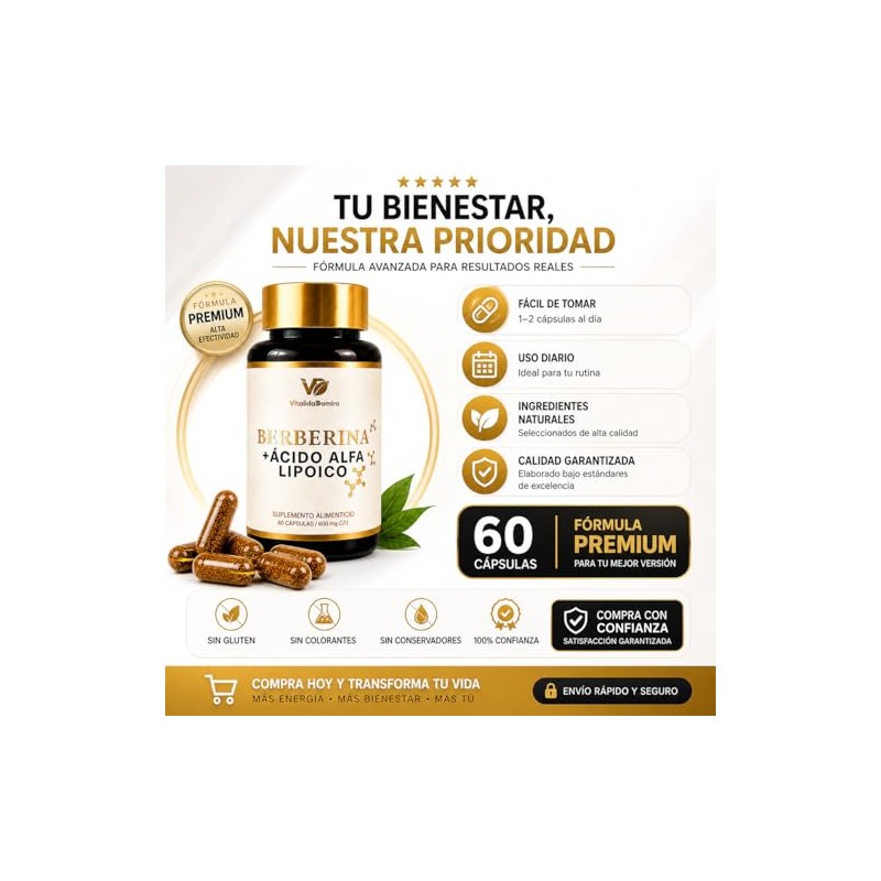 Berberina HCL 250mg + Ácido Alfa Lipoico 100mg | 60