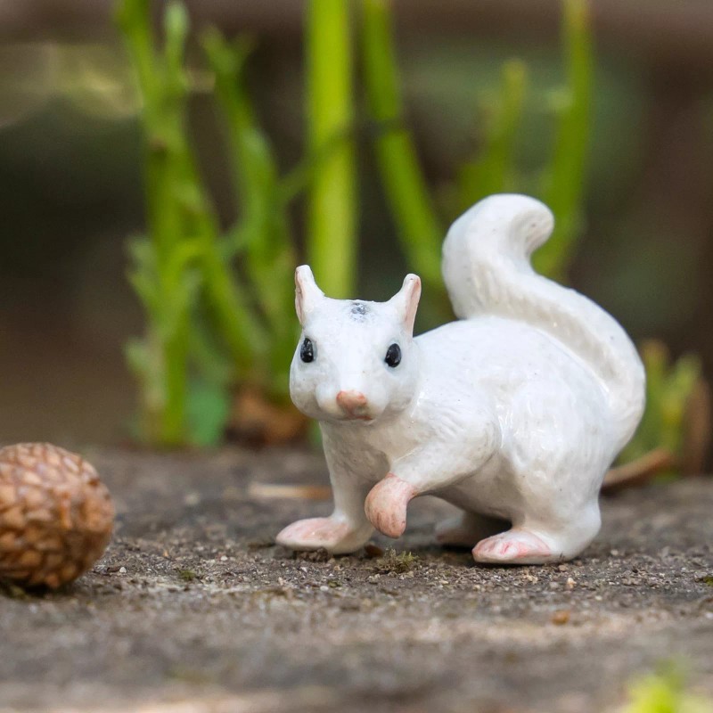 Little Critterz Squirrel - White Squirrel "Bree" - Miniature Porcelain