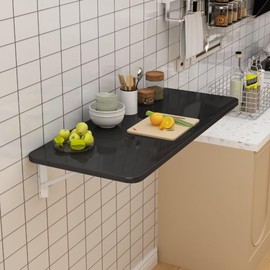 QUANMAKJ Wall Mount Desk，Laundry Folding Table，Wall Desk Fold Down for Small Spaces，Folding Wall Mount Desk，Wall Mounted Desk for Kitchen Laundry Room Restaurant,（Black, 39.4"X19.7"）