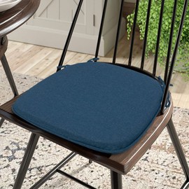 Magpie Fabrics Outdoor/Indoor 17"x16"x2" Chair Cushions with Ties Set of 2, Waterproof All Weather U-Shape Seat Pads Decoration for Patio Garden Furniture Home Office (Dark Blue)