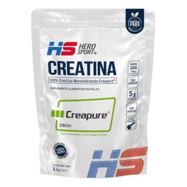 HS Hero Sport Creatina Monohidratada Creapure® 1kg. 100% Pura. Solo 1 Ingrediente Creatina Alemana Creapure®. Vegana, Sin Azúcar, 200 porciones, 5g por porción, Incluye Scoop. Pure. Proven. Perfect.