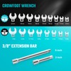 DURATECH 3/8" Drive Crowfoot Wrench Set with 2 Extension Bars,