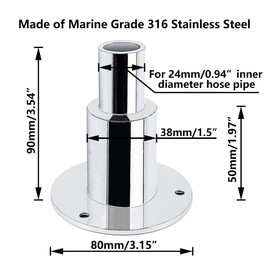 LEQMG Diesel Heater Thru Hull Exhaust Skin,Marine Grade 316 Stainless Steel,Fitting for 24mm/0.94" Tube Pipe Socket Hardware(Straight)