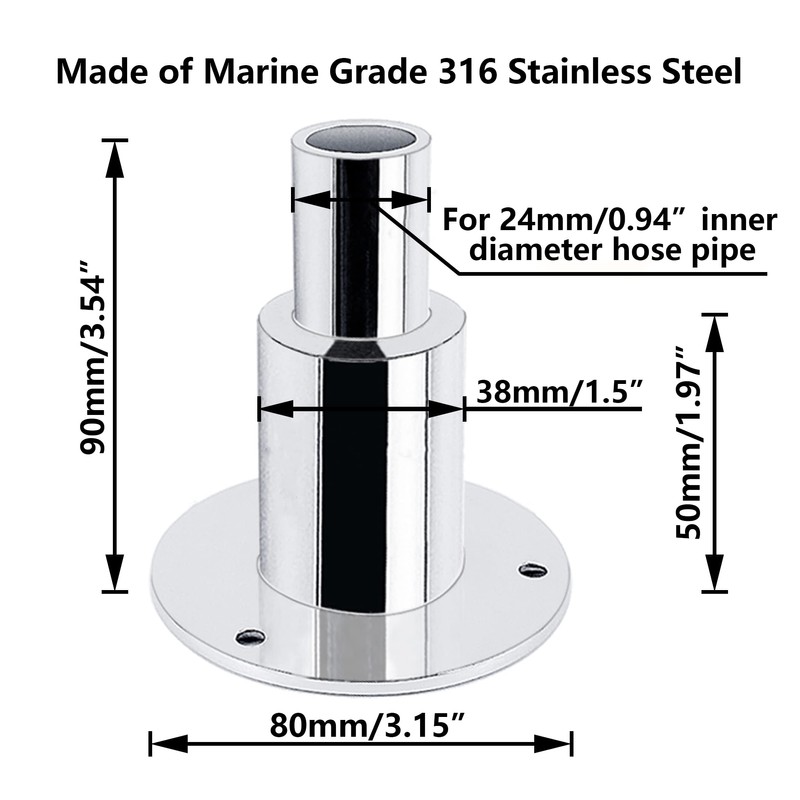 LEQMG Diesel Heater Thru Hull Exhaust Skin,Marine Grade 316 Stainless
