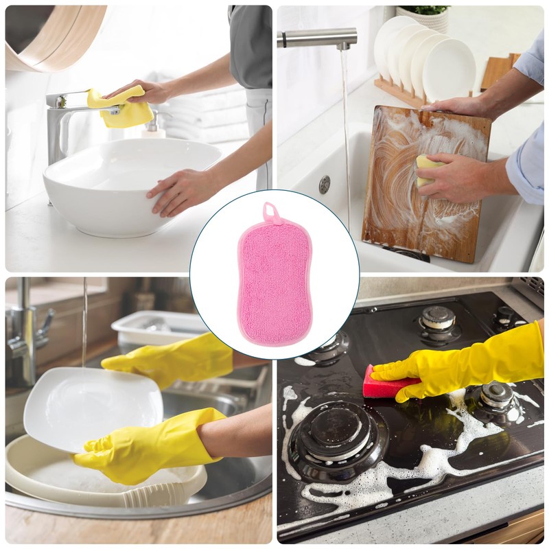 sourcing map Multipurpose Kitchen Dish Sponge Scrubber, 5 Pcs Non