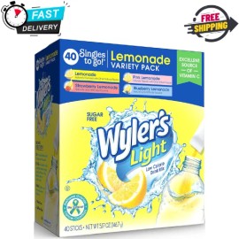 Wyler's Light Singles to Go Powder Packets, Water Drink Mix, Variety Pack,40pack