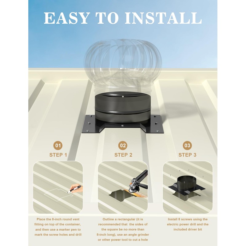 8" Roof Whirlybird Turbine Vent Adapter for Shipping Containers –