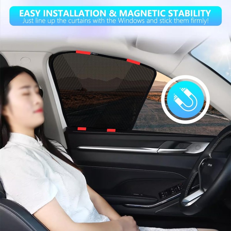 BWEN Window Shades, Magnetic Car Side Window Sun Shade for