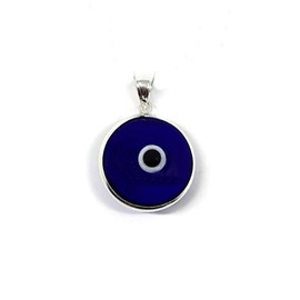 Mystic Jewels by Dalia – Glass Evil Eye Pendant for Good Luck – 925 Sterling Silver – Diameter of Pendant 0,6 inches