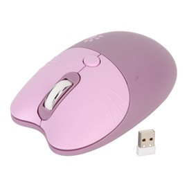 Dpofirs Ratón Inalámbrico de Gato de 2,4 G para Niñas, Mini Ratón Silencioso para Portátil, Ratón de Ordenador Inalámbrico Recargable con Receptor USB, 3 Niveles dpi, Ratón de Oficina (Púrpura)