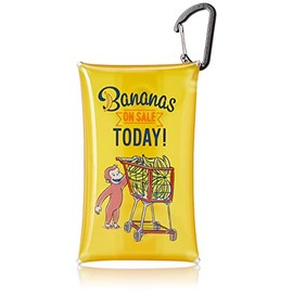 Curious George Coin Case, Coin Purse, Coin Storage, Wallet, Small Items, Clear Multi Case, Small, With Hooks, Transparent PVC, Banana (MCG-035)