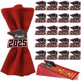 Fuutreo 50 Pcs Graduation Party Paper Napkin Holder 2025 Bulk Graduation Napkin Rings for Graduation Party Supplies(Red)