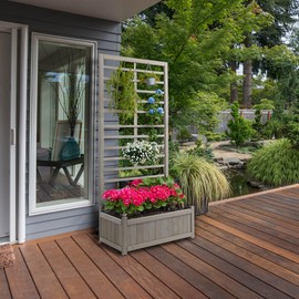 Casafield Wooden Climbing Planter Box - Raised Garden Bed with Trellis Plant Stand for Outdoor