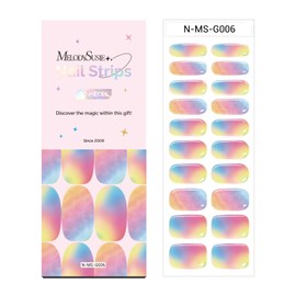 MelodySusie Semi Cured Gel Nail Strips (Rainbow Ombre)- Works with Nail lamp, Salon-Quality, Long Lasting, Easy to Apply & Remove - Includes 20pcs