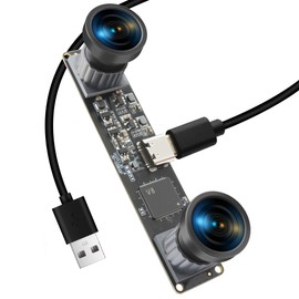 MMlove Monochrome USB Stereo Camera Module with Synchronous Dual Lens and Global Shutter,800P 120fps Wide Angle High Speed 3D Webcam, for VR Face Recognition,PC/Laptop/Raspberry Pi