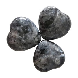 Manekieko Pack of 3 Natural Black Labradorite Bag Palm Tree Thumb Healing Crystal Heart Love Worry Stones 25 mm Reiki Balance Crystal and Healing Stones