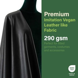 Synthetic Vegan Spandex Black PU Leather Fabric 4 Way Stretch with Fleece Backing Soft, Durable & Flexible for Leggings, Costumes, Upholstery & DIY Crafts (pre Cut 2 Metres)