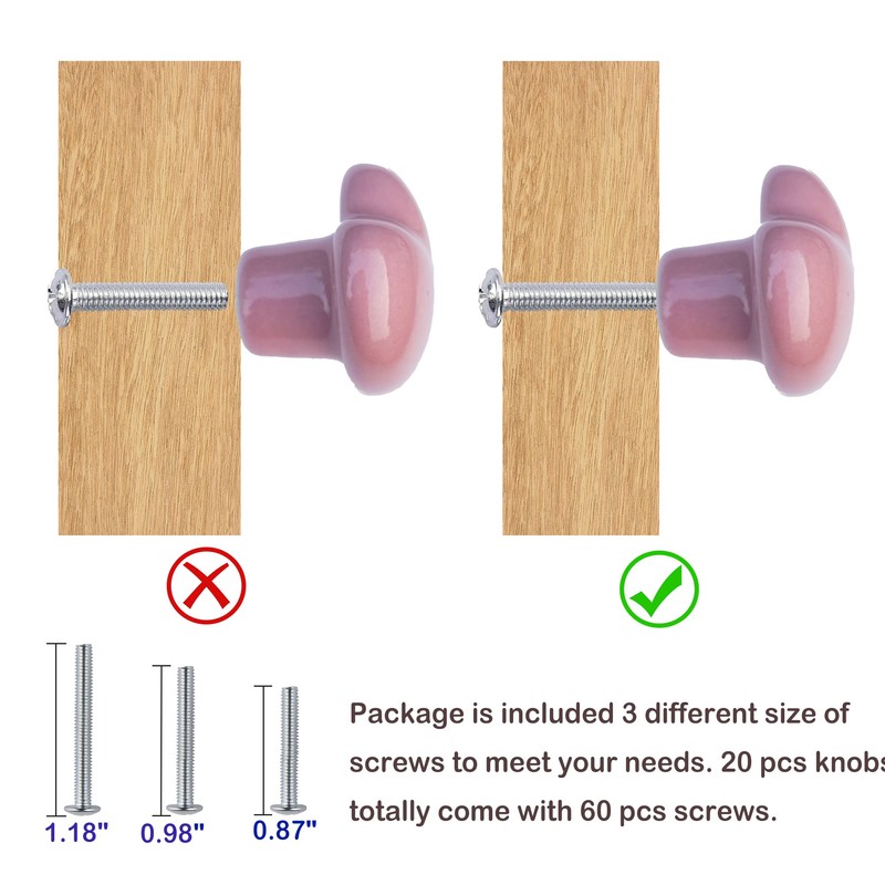 Perphin Ceramic Drawer Knobs Heart Shape Cabinet Dresser Pulls Handles