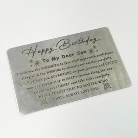 Happy Birthday Gifts Engraved Wallet Card For Son From Mom, Dad - I Will Alway Love You, Gifts Ideas For Teens Teenager, 10 11 12 13 14 15 16 17 18 19 20 21 Year Old Boy Birthday