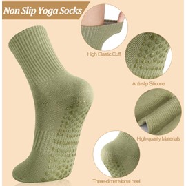 Zuimei Non Slip Yoga Socks for Women, 4 Pairs Pilates Socks with Grips Grippy Socks Cotton Athletic Socks Ladies for Yoga Ballet Sports Fitness Dance Barefoot Workout Home Hospital