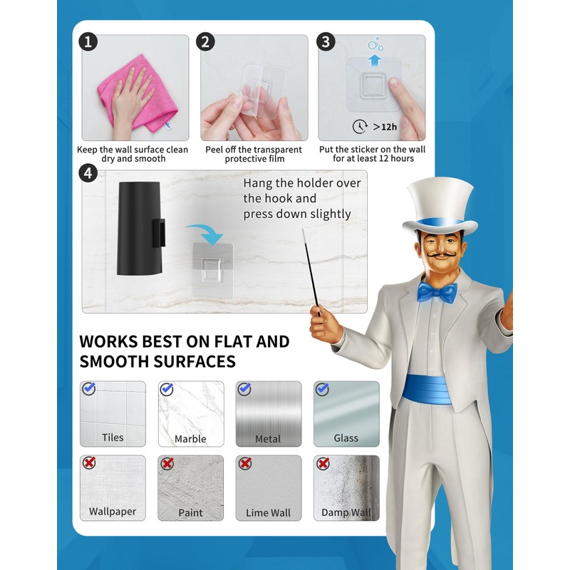 MR.SIGA Toilet Brush and Holder Set, Wall Mounted Toilet Bowl