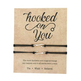 Hooked On You Card, Matching Fish Hook Wish Bracelets (Black) Miss Fit Boutique