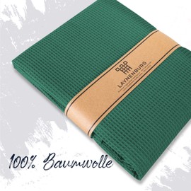 LAYNENBURG Premium Bedspread, 150 x 200 cm, Waffle Piqué, 100% Cotton, Lightweight, Summer Blanket, Waffle Look, Cotton Blanket as Bed Throw, Sofa Throw, Sofa Throw, Sofa Blanket (Dark Green)