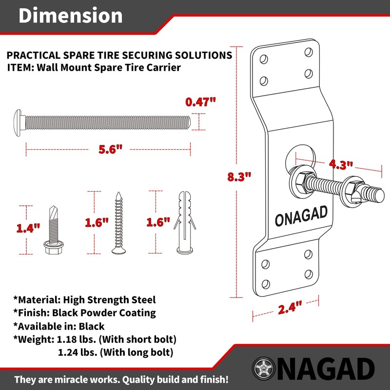 Wall Mount Spare Tire Holder Mount, Upgraded Spare Wheel Carrier,