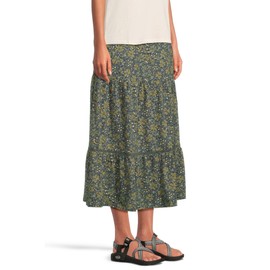 Toad&Co, Womens, Marigold Tiered Midi Skirt, True Navy Retro Print, Medium