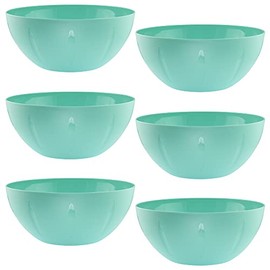 YBM HOME 8-Inch Plastic Serve Mixing Bowl for Everyday Meals - Ideal for Cereal, Snacks, Popcorn, Salad, and Fruits, Microwave Safe, 1284-6green