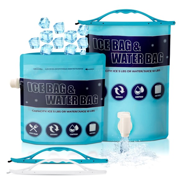 2 Clips Reusable Ice Bags for Cooler 5lb & 2.5lb,Ice