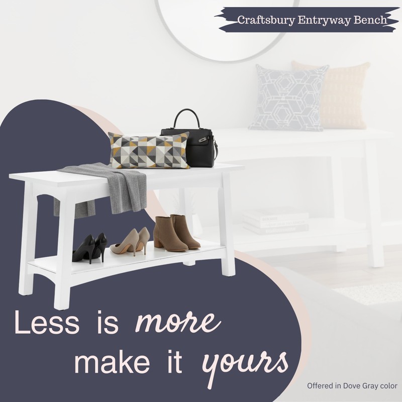 Craftsbury 36-Inch Solid Wood Entryway Bench with Storage Shelf –