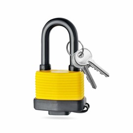 50mm Heavy-Duty Reinforced Padlock Weatherproof Laminated Steel Lock with Extra Strength & Durability Includes 2 Keys Ideal for Gym Locker, Garage, Fence, and Shed (Long Shackle)