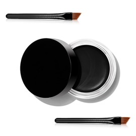Erinde Black Gel Eyeliner, Waterproof Long Lasting Cream Eyeliner Gel Pot, High-Intensity Pigments Smudge-Proof Eye Liner Makeup, Water-Resistant Eyeliner with 2PCS Brushes #01