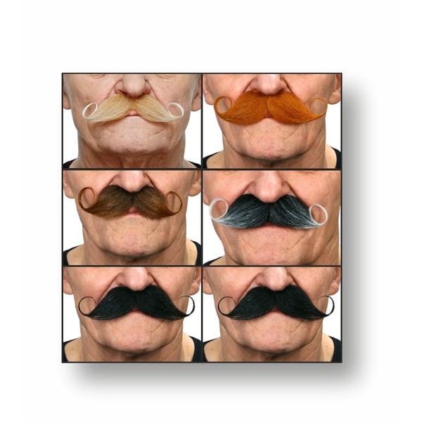 Mustaches Self Adhesive Fake Mustache Mix, Novelty, False Facial Hair Value Pack (6pcs.)