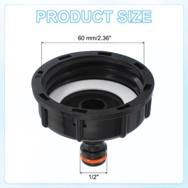 PATIKIL 275-330 IBC Tote Hose Adapter, 2-3/8" Thread x 1/2" Hose Food Drain Adapter with Black Nozzle for Garden Hose Connector