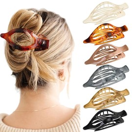 French Flat Hair Clips for Women - 6-piece suit Flat Claws for Thin Thick Hair Strong Hold No Slip Grip Hair Claw Clips for Women Girls:_6 Pack-Multicolor A