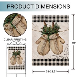 JIMOWANG Winter Gloves Burlap Garden Flag 28 x 40 Inch Double Sided Outdoor Yard Porch Patio Banner for Decoration