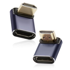 2 Stück 8K HDMI Winkelstecker 90 Grad Adapter, HDMI 2.1 Winkel Adapter 48Gbps mit LED Arbeitsanzeige, Up & Down Stecker zu Buchse Adapter Unterstützt 8K@60Hz, 4K@120Hz für HDTV Projektor Laptop