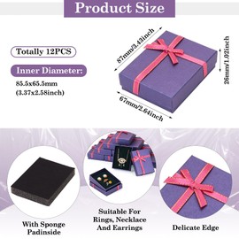 Cheriswelry 12Pcs Gift Box for Valentines Wedding Birthday Cotton Filled Small Gift Boxes with Lids Necklace Bracelet Earring Box 2.64"x3.43" for Holiday Decoration