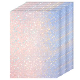 36 Sheets Holographic Sticker Paper Clear A4 Vinyl Sticker Paper Self Adhesive Waterproof Transparent Film Gem Rainbow Star Patterns, 11.7 x 8.3 Inch (Star)
