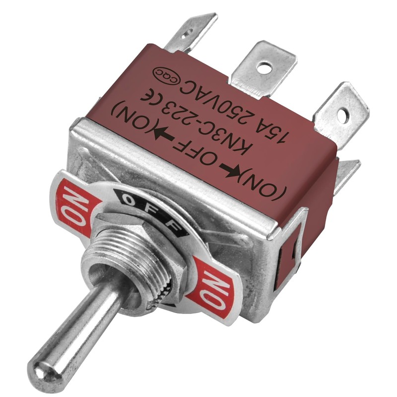 Heschen metal toggle switch DPDT, KN3C-223, momentary (ON)/OFF/(ON) 3 position