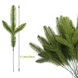 Vopie 50 Pcs Artificial Pine Branches Green Plants Needles Fake Pine Sprigs Faux DIY Accessories for Garland Wreath Christmas and Home Garden Decor (50, Green)
